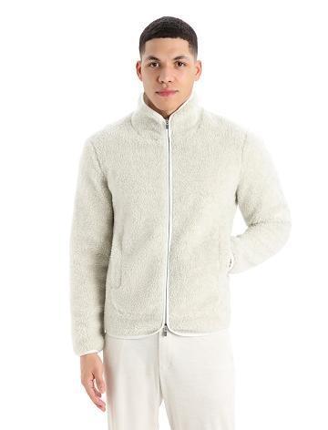 Pánské Mikiny S Kapucí Icebreaker RealFleece™ Merino High Pile Long Sleeve Zip Bílé | CZ 1699UZGT
